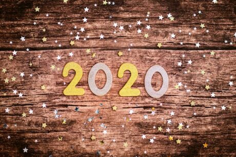 2020 on a bright wall