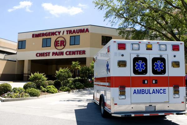 Ambulance in front of ER