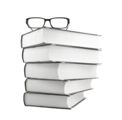 Stack of books isolated on the white background