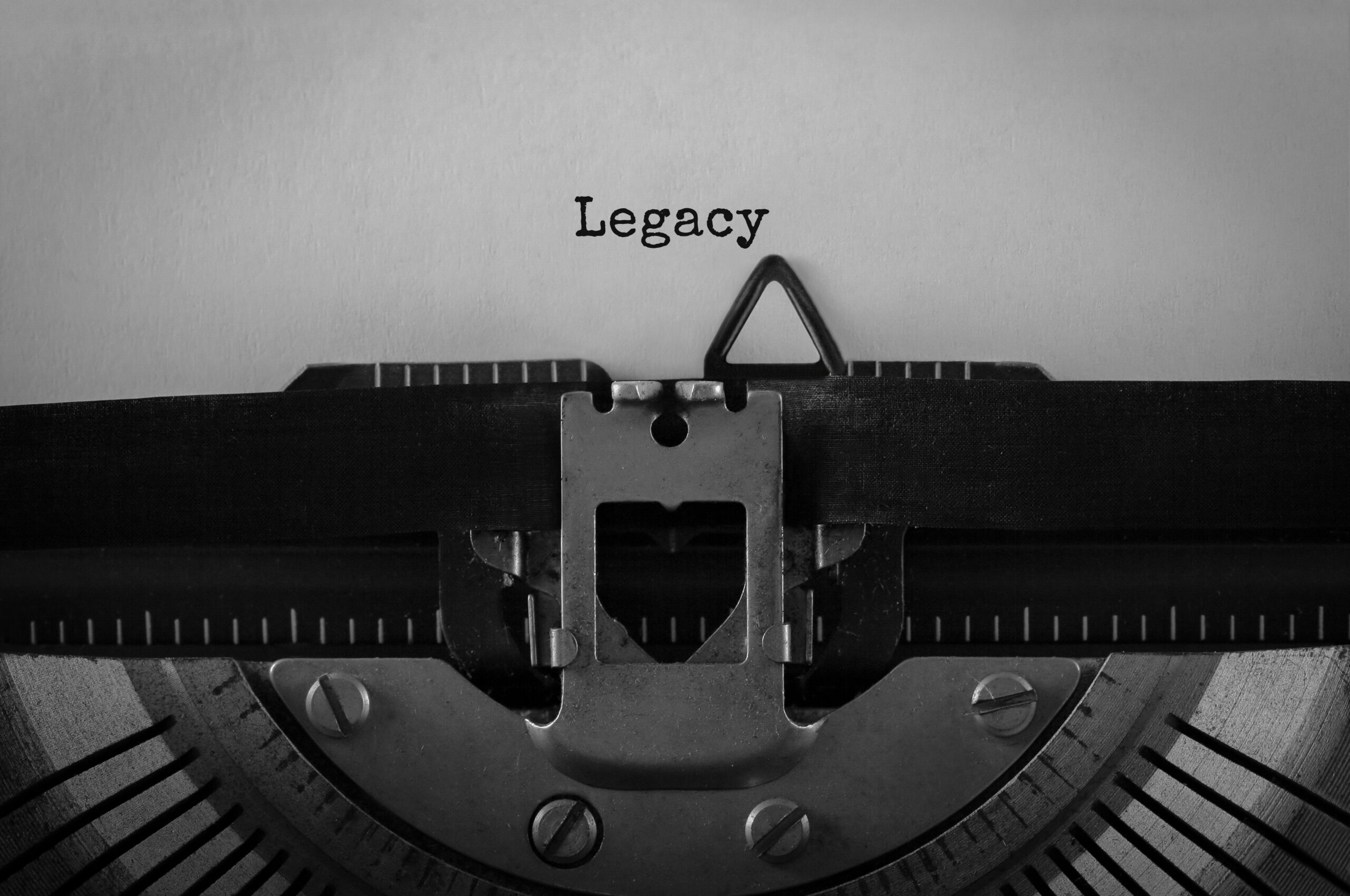 Text Legacy typed on retro typewriter