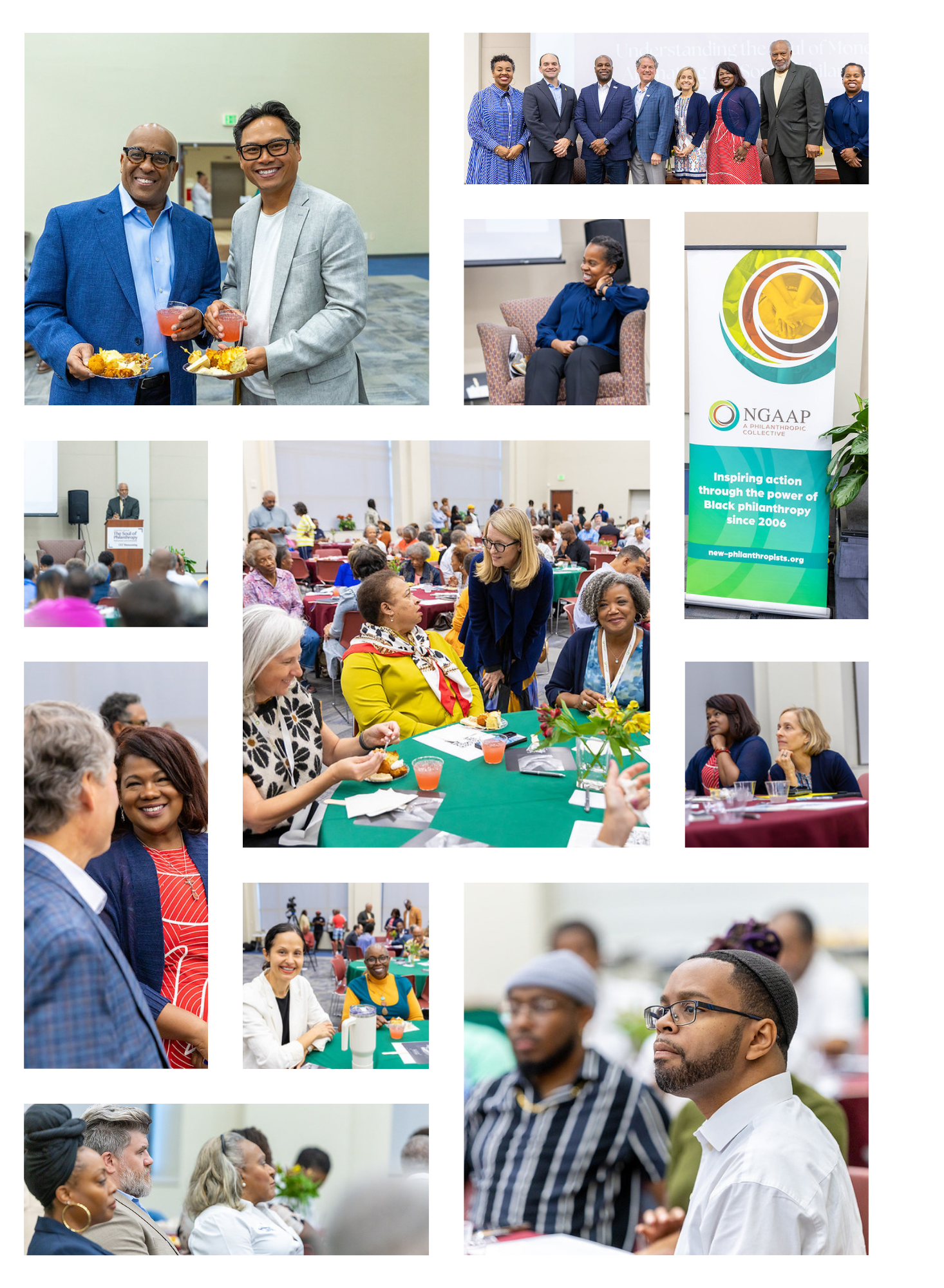 Collage of photos of NGAAP event attendees talking
