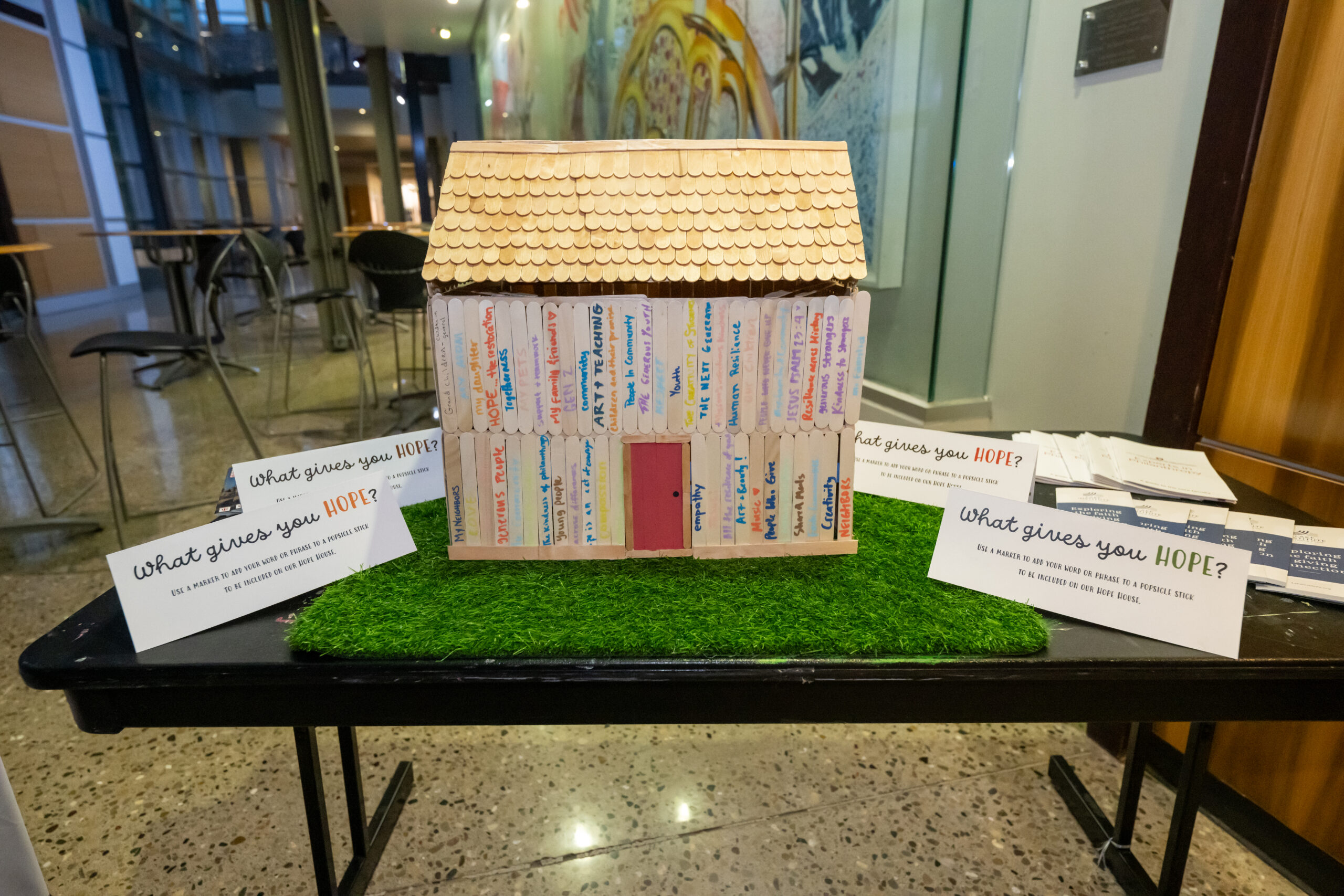 Hope House made of popsicle sticks