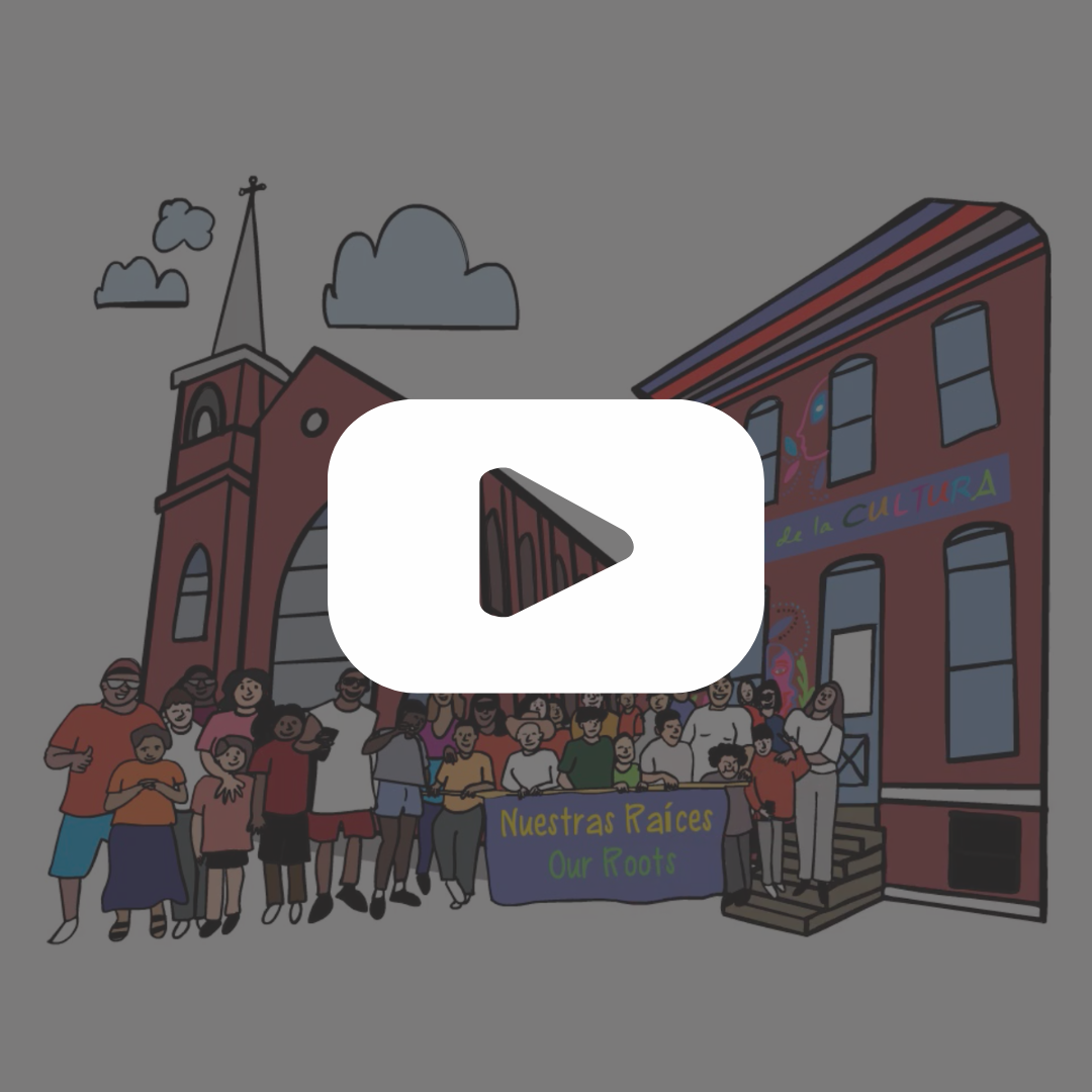 Animation of people outside a building