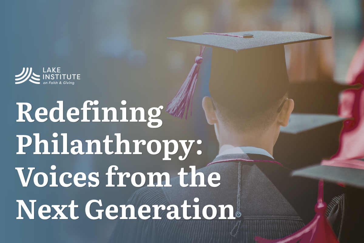 Young man at graduation ceremony in cap and gown