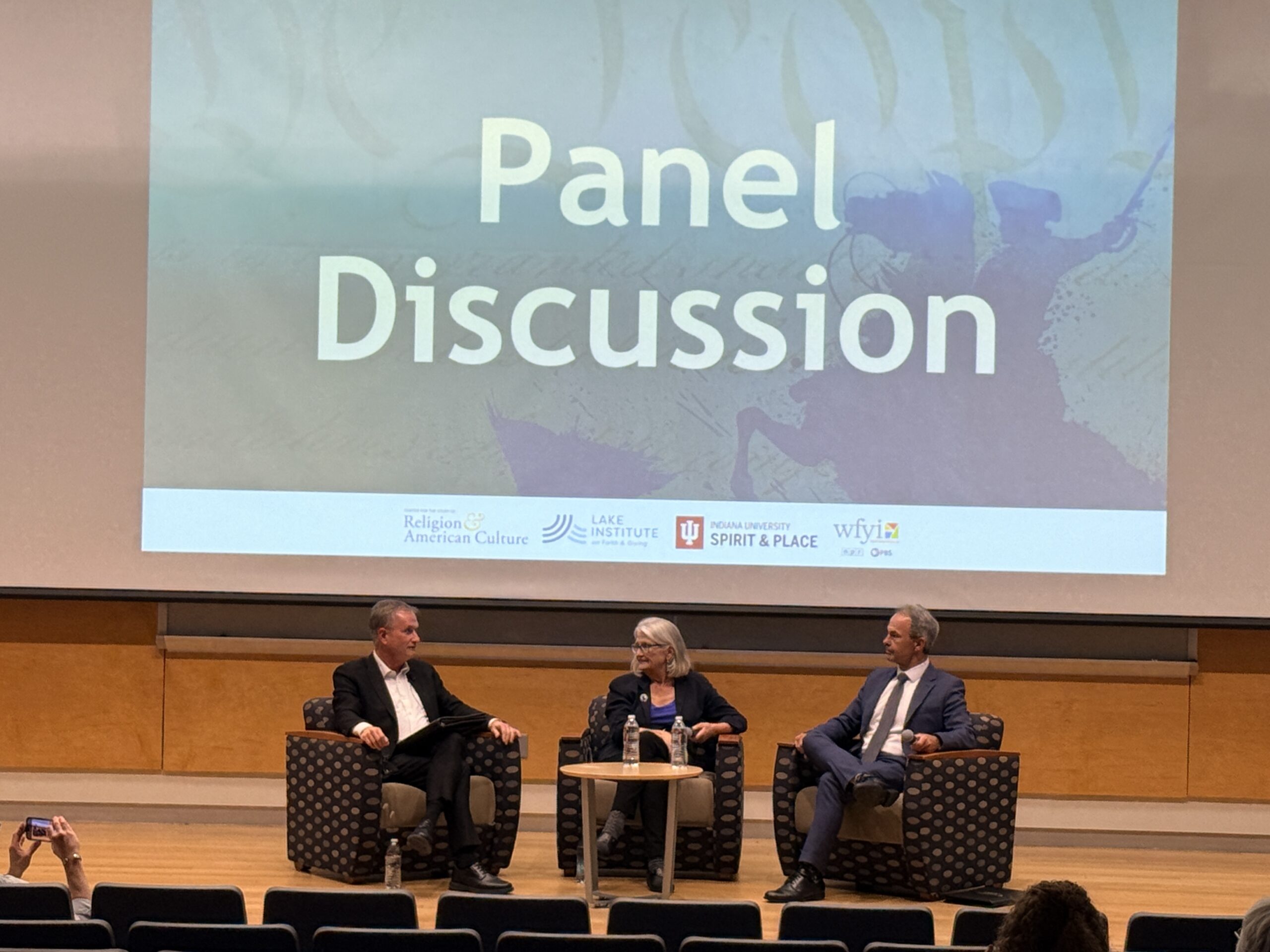 Philip Goff moderating panel with Elisabeth S. Clemens and James P. Byrd